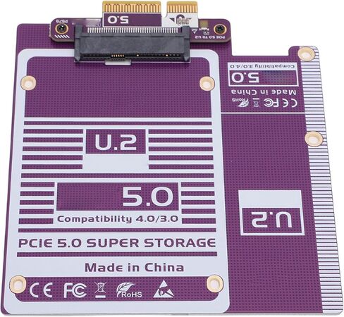 بطاقة محول Pomya PCIe 5.0 X4 إلى U.2/U.3، بطاقة توسيع SFF-8639 NVMe SSD بسرعة 128 جيجابت في الثانية، متوافقة مع فتحات PCIe 4.0/3.0/2.0، وتتضمن دعامة للكمبيوتر الشخصي in Kuwait