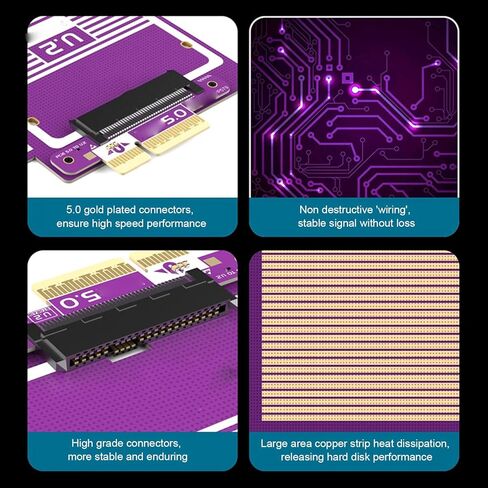 بطاقة محول Pomya PCIe 5.0 X4 إلى U.2/U.3، بطاقة توسيع SFF-8639 NVMe SSD بسرعة 128 جيجابت في الثانية، متوافقة مع فتحات PCIe 4.0/3.0/2.0، وتتضمن دعامة للكمبيوتر الشخصي in Kuwait