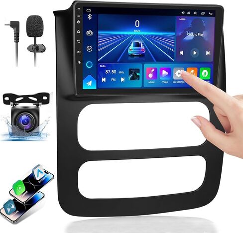 【4G+64 جيجابايت】ستيريو راديو السيارة لسيارة Dodge Ram 1500 2500 3500 2003 2004 2005، Android 13 Carplay اللاسلكي وAndroid Auto مع شاشة لمس IPS مقاس 9 بوصة تدعم نظام تحديد المواقع في الوقت الحقيقي/التحكم الصوتي/WiFi/كاميرا AHD/SWC/FM in Kuwait