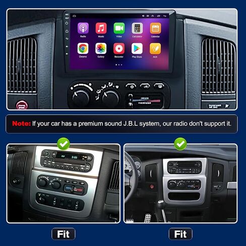 【4G+64 جيجابايت】ستيريو راديو السيارة لسيارة Dodge Ram 1500 2500 3500 2003 2004 2005، Android 13 Carplay اللاسلكي وAndroid Auto مع شاشة لمس IPS مقاس 9 بوصة تدعم نظام تحديد المواقع في الوقت الحقيقي/التحكم الصوتي/WiFi/كاميرا AHD/SWC/FM in Kuwait