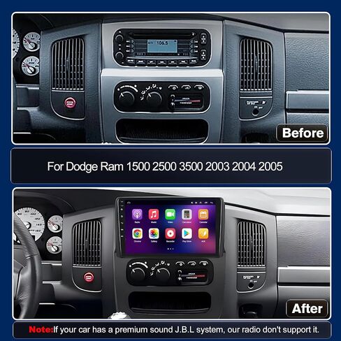 【4G+64 جيجابايت】ستيريو راديو السيارة لسيارة Dodge Ram 1500 2500 3500 2003 2004 2005، Android 13 Carplay اللاسلكي وAndroid Auto مع شاشة لمس IPS مقاس 9 بوصة تدعم نظام تحديد المواقع في الوقت الحقيقي/التحكم الصوتي/WiFi/كاميرا AHD/SWC/FM in Kuwait