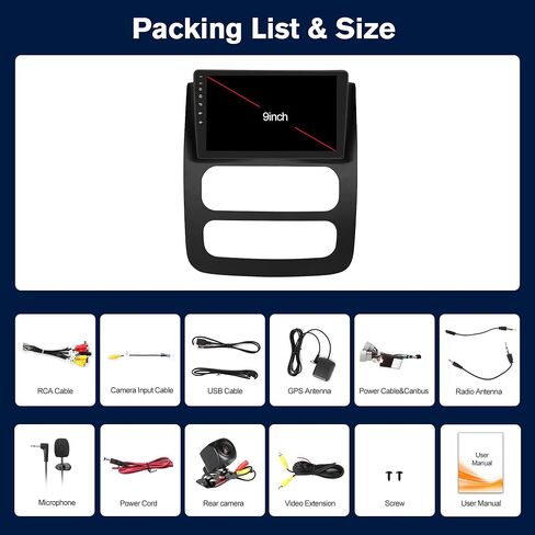 【4G+64 جيجابايت】ستيريو راديو السيارة لسيارة Dodge Ram 1500 2500 3500 2003 2004 2005، Android 13 Carplay اللاسلكي وAndroid Auto مع شاشة لمس IPS مقاس 9 بوصة تدعم نظام تحديد المواقع في الوقت الحقيقي/التحكم الصوتي/WiFi/كاميرا AHD/SWC/FM in Kuwait