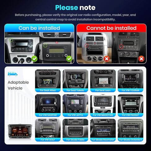 2G+64G لسيارة VW Passat Jetta Tiguan Golf MK5 MK6 T5 Polo Car Radio Stereo Android 13 مع Carplay اللاسلكي//Android Auto، شاشة لمس 7 بوصة اثنان USB، GPS، FM/RDS، SWC، كاميرا احتياطية بلوتوث عالية الدقة in Kuwait