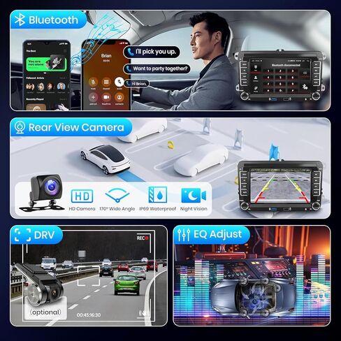2G+64G لسيارة VW Passat Jetta Tiguan Golf MK5 MK6 T5 Polo Car Radio Stereo Android 13 مع Carplay اللاسلكي//Android Auto، شاشة لمس 7 بوصة اثنان USB، GPS، FM/RDS، SWC، كاميرا احتياطية بلوتوث عالية الدقة in Kuwait