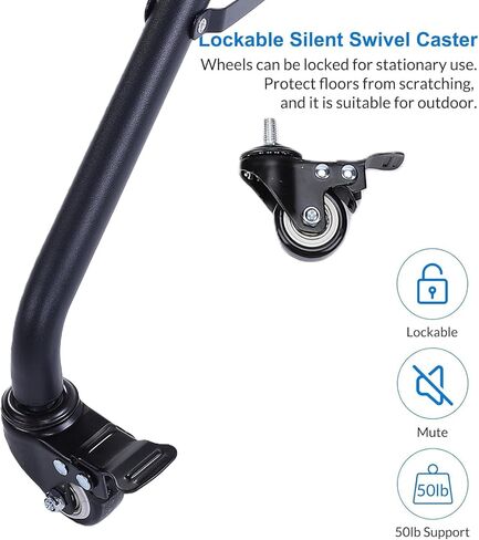 Asixxsix Laptop Projector Tripod Stand, 2 Shelves Mobile Laptop Cart 28-51.2 Inch Adjustable Height Portable Tablet Tripod Stand with Swivel Casters and Phone Holder for Home Office Studio in Kuwait