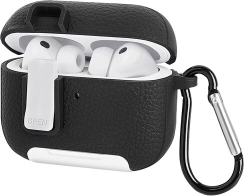 غطاء حماية متين من Geekria متوافق مع Apple AirPods Pro 3 (2025)، غطاء كامل للجسم مقاوم للصدمات مع قفل قلاب آمن وحامل هاتف مدمج (أسود) in Kuwait