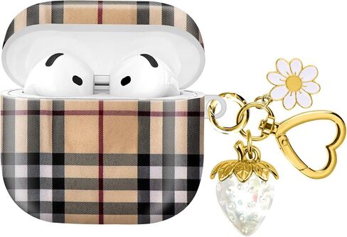 متوافقة مع AirPod 4,2024، تأتي حافظة سماعات الأذن اللاسلكية ذات الحماية الكاملة والمقاومة للصدمات مع سلسلة مفاتيح لطيفة وجميلة على شكل فراولة، مناسبة للسيدات (زهور الفراولة الزرقاء) in Kuwait