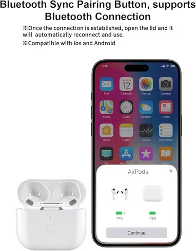 Wireless Charging Case Compatible with AirPod 4th Generation, Air Pod 4 Charger Case Replacement to USB-C Without Earbuds in Kuwait