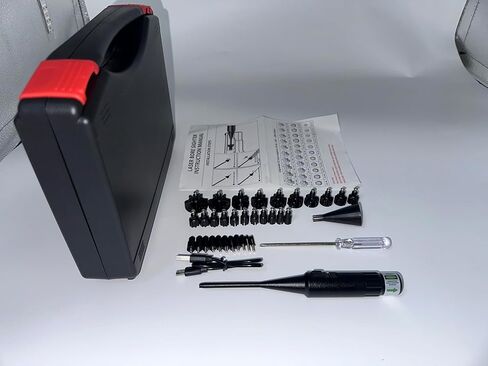 USB Rechargeable Bore Sight Laser, Green Laser Bore Sighter with 32 Adapters fit 0.17 to 12GA Calibers for All Gun, Multiple Caliber Bore Laser Sighting in Kuwait