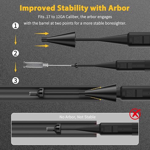 USB Rechargeable Bore Sight Laser, Green Laser Bore Sighter with 32 Adapters fit 0.17 to 12GA Calibers for All Gun, Multiple Caliber Bore Laser Sighting in Kuwait