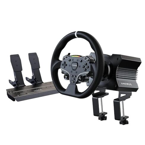 MOZA R5 Wheel and Pedals Kit Racing Simulator 5.5Nm Direct Drive Wheelbase,Unbeatable Rigid & Durable 11-Inch ES Racing Wheel SR-P Lite Dual Pedal and Desk Clamp All-in-One in Kuwait