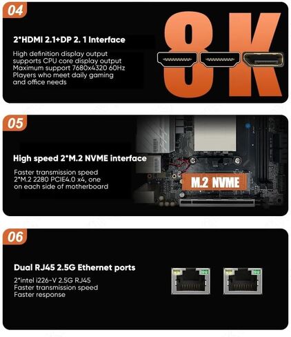 N17 NAS Motherboard AMD Ryzen 7 8745HS 2xNVMe 4xSATA3.0 1x PCIEx8 2xDDR5 2x2.5G LAN 17x17 Gaming ITX Mainboard HDMI*2 DP Mini ITX Soft Routing Board in Kuwait