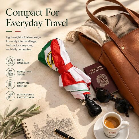 مظلة السفر الإيطالية Ciao القابلة للطي - من مجموعة منتجات الفخر الإيطالية في PSILoveItaly FBA in Kuwait
