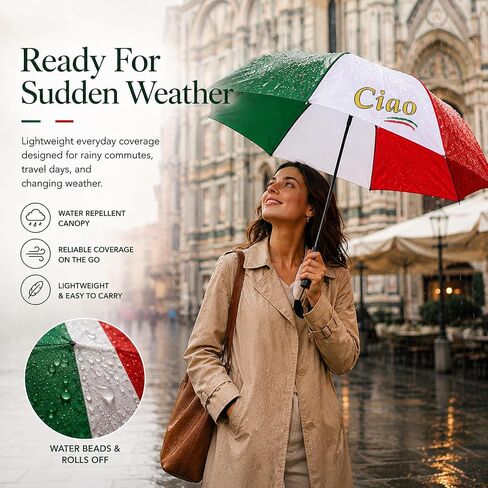 مظلة السفر الإيطالية Ciao القابلة للطي - من مجموعة منتجات الفخر الإيطالية في PSILoveItaly FBA in Kuwait