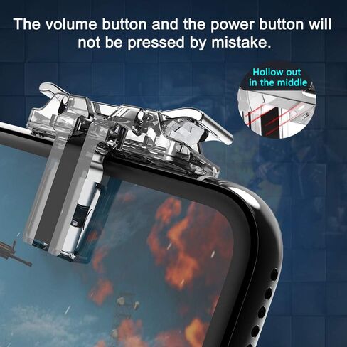 Mobile Game Controller (Metal Transparent), Sensitive Click Shoot and Aim Buttons L1R1 for PUBG/Knives Out/Rules of Survival, PUBG Mobile Game Joystick, Phone Game Controller (Crystal) in Kuwait