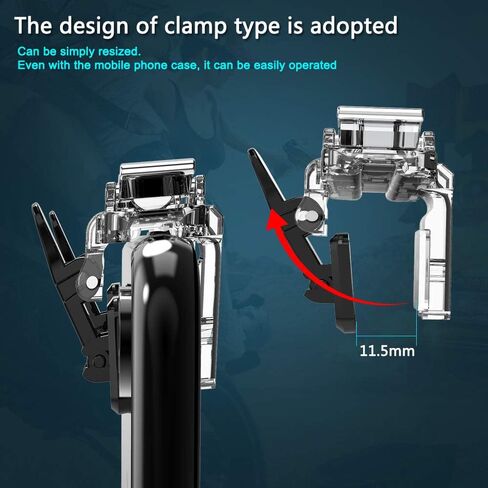 Mobile Game Controller (Metal Transparent), Sensitive Click Shoot and Aim Buttons L1R1 for PUBG/Knives Out/Rules of Survival, PUBG Mobile Game Joystick, Phone Game Controller (Crystal) in Kuwait