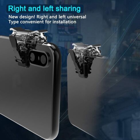 Mobile Game Controller (Metal Transparent), Sensitive Click Shoot and Aim Buttons L1R1 for PUBG/Knives Out/Rules of Survival, PUBG Mobile Game Joystick, Phone Game Controller (Crystal) in Kuwait
