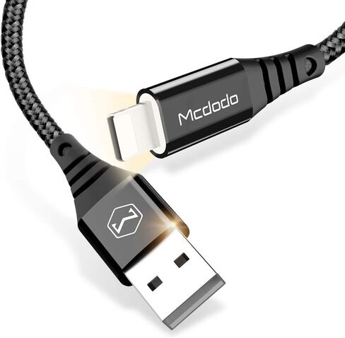 كابل شحن USB سلك بيانات مضفر من النايلون متوافق مع هاتف XS Max/8/8Plus 7/7Plus 6/6Plus 6s/6s Plus 5s/5c/5 Pad، 6FT أسود in Kuwait
