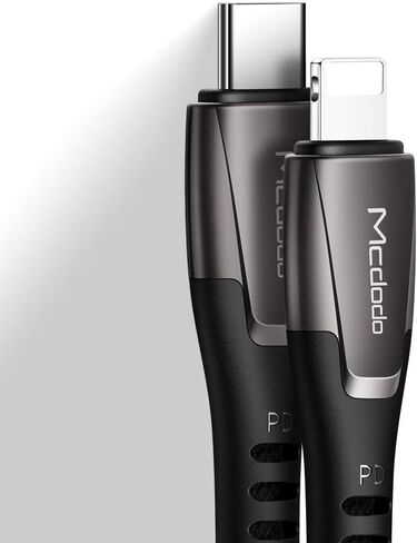 [النوع C إلى هاتف 11 Pro Max/11] سلك شحن سريع Mcdodo 18W PD من النايلون المضفر للمزامنة وشحن بيانات USB بطول 6 أقدام متوافق مع قائمة الهواتف الجديدة أدناه (أسود، 6 أقدام/1.8 متر) in Kuwait