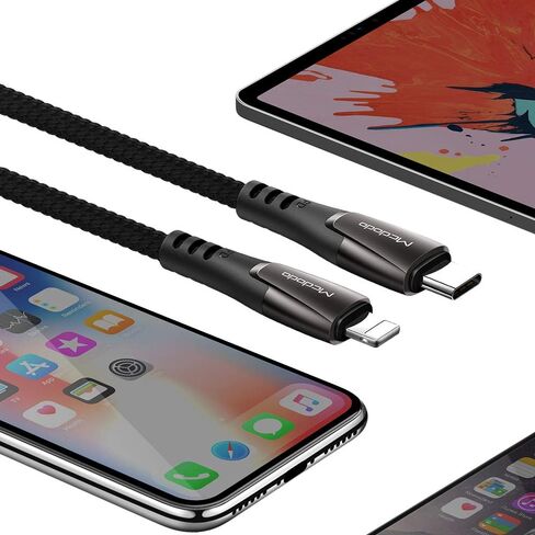 [النوع C إلى هاتف 11 Pro Max/11] سلك شحن سريع Mcdodo 18W PD من النايلون المضفر للمزامنة وشحن بيانات USB بطول 6 أقدام متوافق مع قائمة الهواتف الجديدة أدناه (أسود، 6 أقدام/1.8 متر) in Kuwait