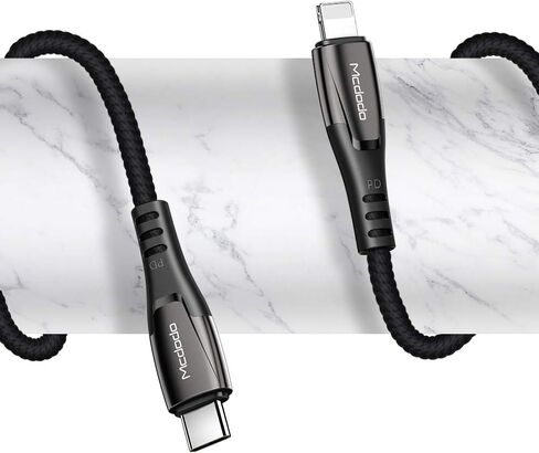 [النوع C إلى هاتف 11 Pro Max/11] سلك شحن سريع Mcdodo 18W PD من النايلون المضفر للمزامنة وشحن بيانات USB بطول 6 أقدام متوافق مع قائمة الهواتف الجديدة أدناه (أسود، 6 أقدام/1.8 متر) in Kuwait