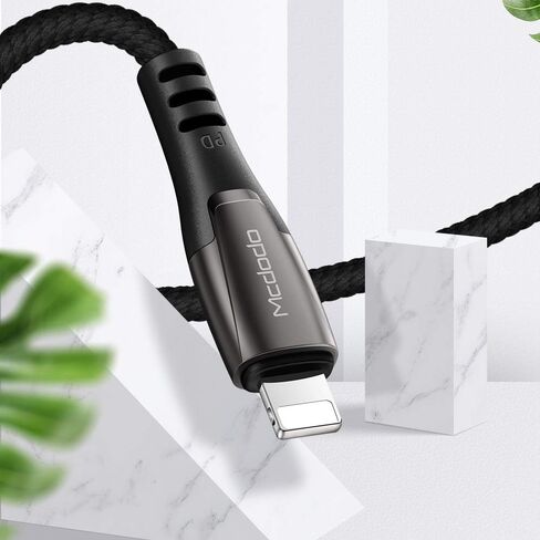 [النوع C إلى هاتف 11 Pro Max/11] سلك شحن سريع Mcdodo 18W PD من النايلون المضفر للمزامنة وشحن بيانات USB بطول 6 أقدام متوافق مع قائمة الهواتف الجديدة أدناه (أسود، 6 أقدام/1.8 متر) in Kuwait