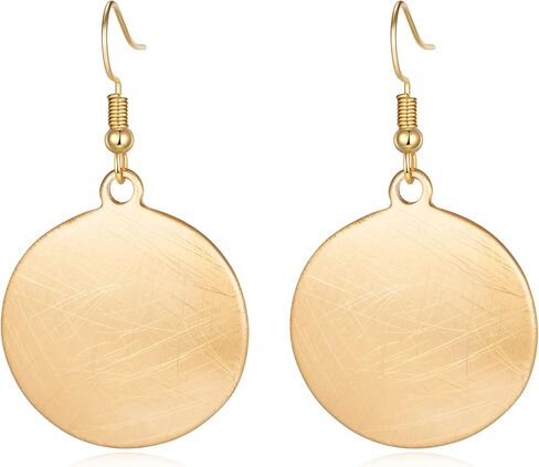 HONGYE Brushed Gold Silver Rose Gold Colored Round Disc Shaped Drop Earring Hook Earring in Saudi Arabia