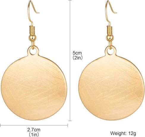 HONGYE Brushed Gold Silver Rose Gold Colored Round Disc Shaped Drop Earring Hook Earring in Saudi Arabia