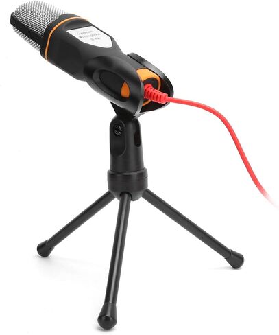 Microphone Kit with Omnidirectional Condenser Cable with Folding Tripod, High Sensitivity Microphone for Computers, Winddes Design, Black (Black) in Kuwait