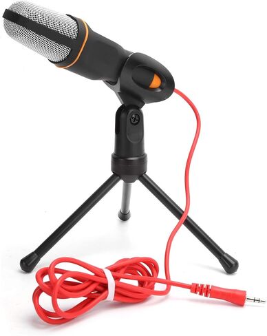 Microphone Kit with Omnidirectional Condenser Cable with Folding Tripod, High Sensitivity Microphone for Computers, Winddes Design, Black (Black) in Kuwait