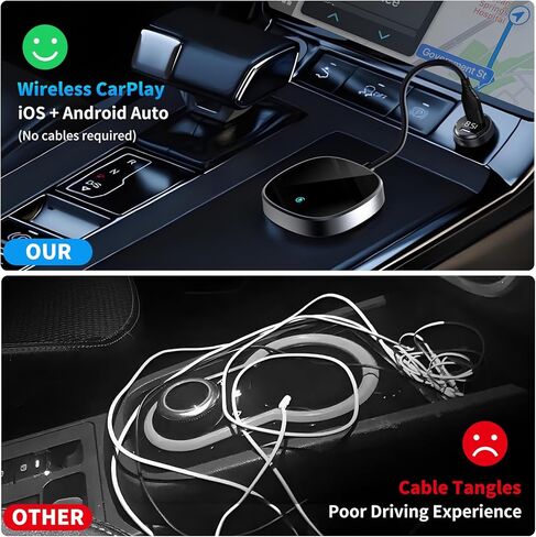 Wireless Carplay Adapter for Apple iPhone iOS 10+,Plug and Play, 2.4/5GHz WiFi,Bluetooth CarPlay Low Latency Transmission,Wireless CarPlay for Various Cars with Wired Carplay at The Factory in Kuwait