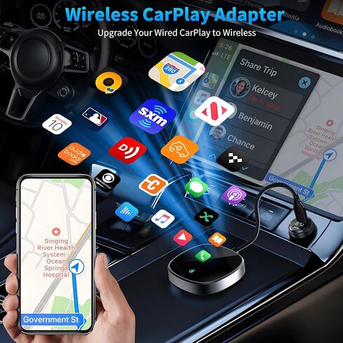 محول Carplay اللاسلكي لجهاز Apple iPhone iOS 10+، التوصيل والتشغيل، واي فاي 2.4/5 جيجا هرتز، ناقل حركة بلوتوث CarPlay منخفض الكمون، تشغيل لاسلكي للسيارات المختلفة مع Carplay السلكية في المصنع in Kuwait