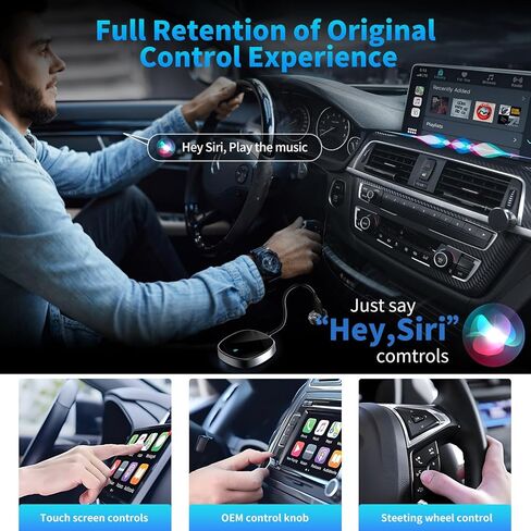 محول Carplay اللاسلكي لجهاز Apple iPhone iOS 10+، التوصيل والتشغيل، واي فاي 2.4/5 جيجا هرتز، ناقل حركة بلوتوث CarPlay منخفض الكمون، تشغيل لاسلكي للسيارات المختلفة مع Carplay السلكية في المصنع in Kuwait