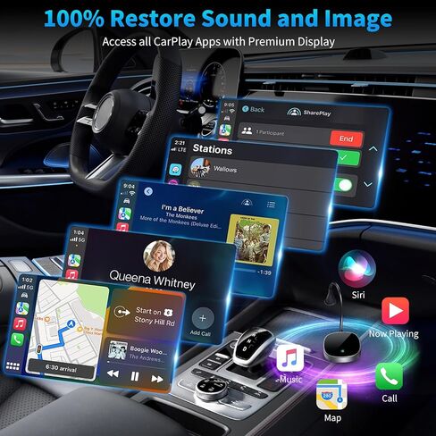 محول Carplay اللاسلكي لجهاز Apple iPhone iOS 10+، التوصيل والتشغيل، واي فاي 2.4/5 جيجا هرتز، ناقل حركة بلوتوث CarPlay منخفض الكمون، تشغيل لاسلكي للسيارات المختلفة مع Carplay السلكية في المصنع in Kuwait