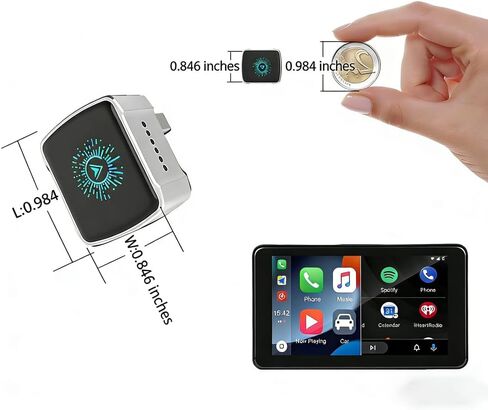 محول CarPlay اللاسلكي من ألياف الكربون، محول CarPlay اللاسلكي، ملحق السيارة 2 في 1 للتوصيل والتشغيل، مع محول USB-C، لمركبات CarPlay السلكية في المصنع (أسود) in Kuwait