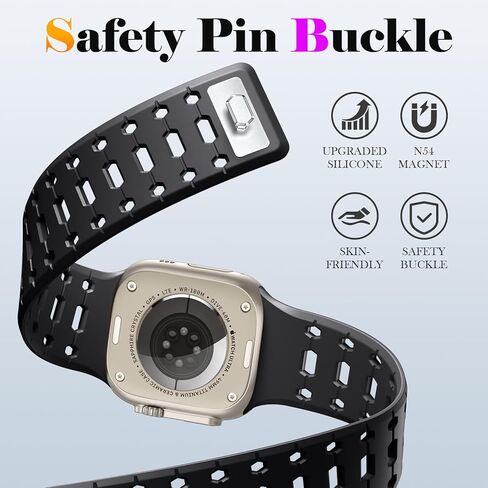 Magnetic Watch band Compatible with Apple Watch Ultra Bands for Men 49mm 44mm 45mm 46mm 42mm, Strong Magnet Silicone Breathable Sport Strap for iWatch Series 11 Ultra 3 Ultra 2 Se 10 9 8 7 6 5 4 1 in Kuwait