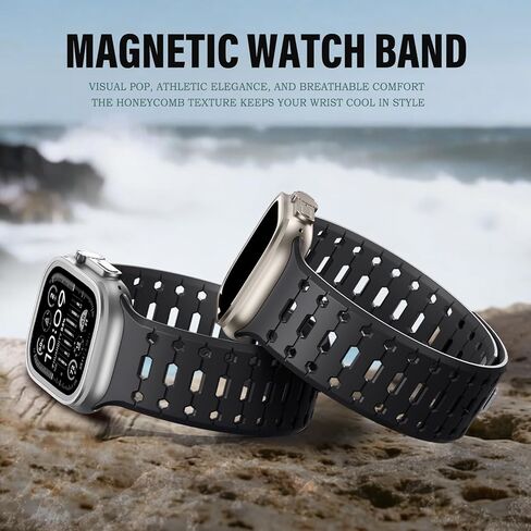 Magnetic Watch band Compatible with Apple Watch Ultra Bands for Men 49mm 44mm 45mm 46mm 42mm, Strong Magnet Silicone Breathable Sport Strap for iWatch Series 11 Ultra 3 Ultra 2 Se 10 9 8 7 6 5 4 1 in Kuwait