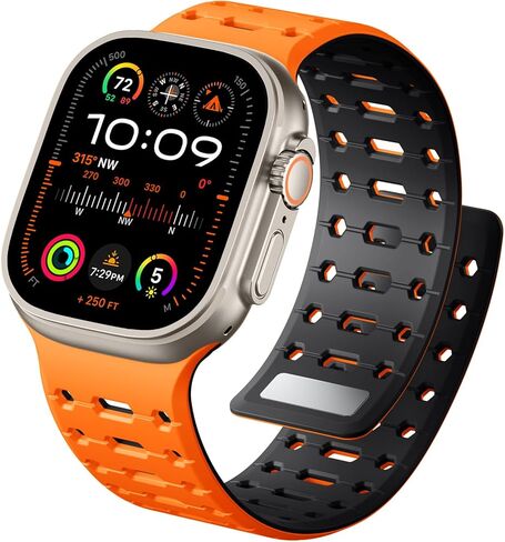 Magnetic Watch band Compatible with Apple Watch Ultra Bands for Men 49mm 44mm 45mm 46mm 42mm, Strong Magnet Silicone Breathable Sport Strap for iWatch Series 11 Ultra 3 Ultra 2 Se 10 9 8 7 6 5 4 1 in Kuwait