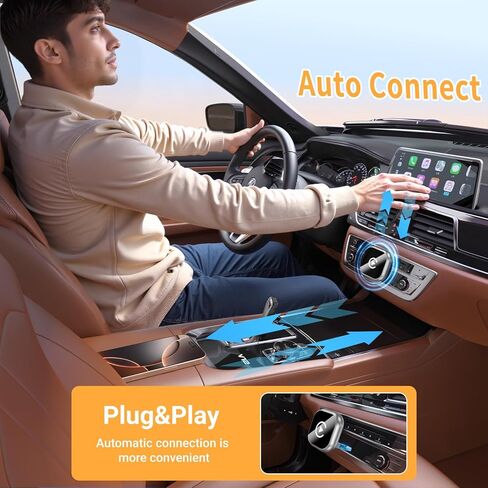 2-in-1 Wireless CarPlay Adapter - Fast Auto-Connect, Stable Connection, Plug & Play Adapter for iPhone & Android Auto Compatible Cars (Silver) in Kuwait