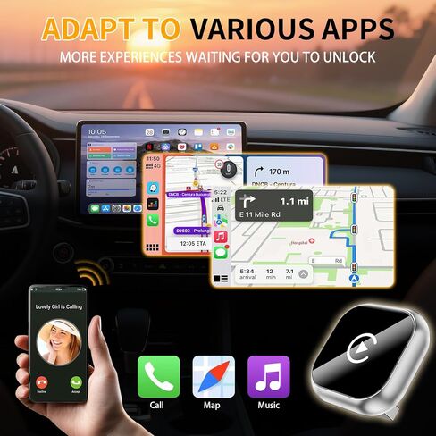 2-in-1 Wireless CarPlay Adapter - Fast Auto-Connect, Stable Connection, Plug & Play Adapter for iPhone & Android Auto Compatible Cars (Silver) in Kuwait