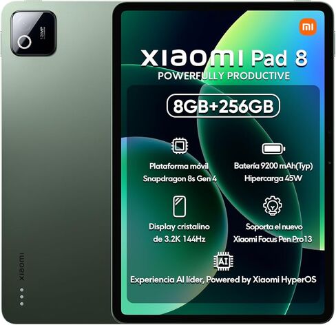 XIAOMI Pad 8 Ai WiFi Version Global (No Calls or Text) 11.2 inches 3.2K 144Hz 9200mAh Four Speakers 13 Mp Model 25097RP43G (Gray, 256GB + 8GB) in Saudi Arabia