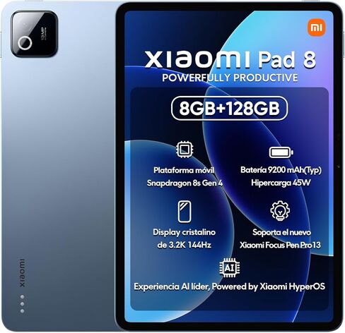 XIAOMI Pad 8 Ai WiFi Version Global (No Calls or Text) 11.2 inches 3.2K 144Hz 9200mAh Four Speakers 13 Mp Model 25097RP43G (Gray, 256GB + 8GB) in Saudi Arabia