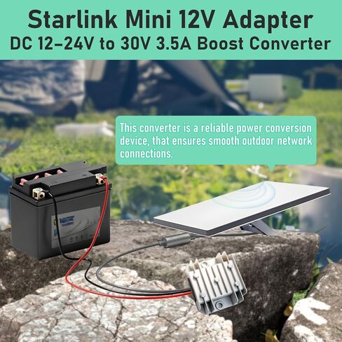 12V/24V to 30V 3.5A Power Supply for Starlink Mini,9-28V Input DC-DC Step-Up Converter,Heavy-Duty Power Adapter Kit for Truck,RV,Marine,Boat-105W Stable Power Conversion for Outdoor Satellite Internet in Kuwait