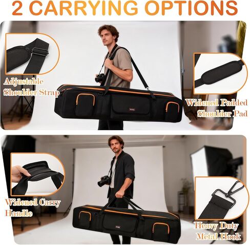 Tripod Bag 50.5", Padded Tripod Carrying Case, Mic Stand & Light Stand Bag with Removable Padding, Equipment Case for Tripods, Monopods & Speaker Stands, 3 Pockets for Accessories,Photo Studio/DJ Gear in Kuwait