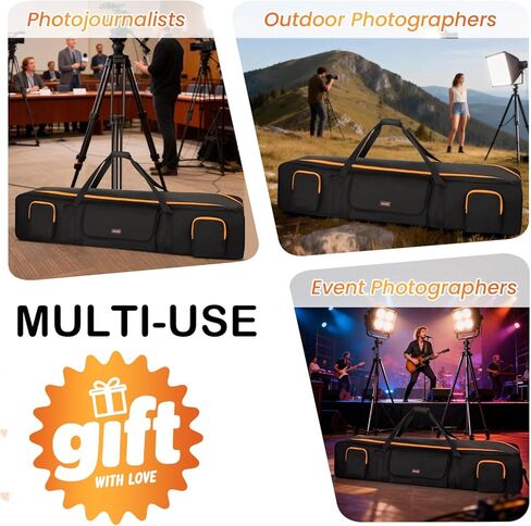 Tripod Bag 50.5", Padded Tripod Carrying Case, Mic Stand & Light Stand Bag with Removable Padding, Equipment Case for Tripods, Monopods & Speaker Stands, 3 Pockets for Accessories,Photo Studio/DJ Gear in Kuwait
