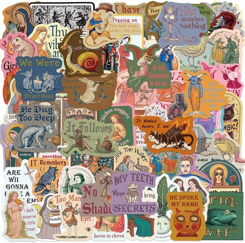 100PCS Funny Medieval Stickers for Adults,Medieval Humor Meme Stickers Waterproof Vinyl for Laptop Water Bottle Journal Scrapbook Phone in Kuwait
