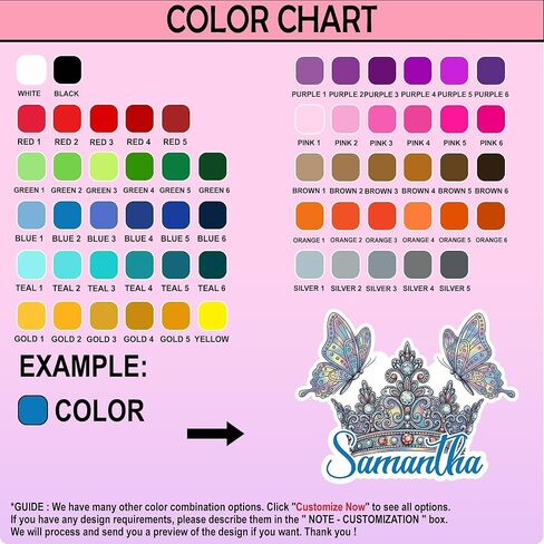 Custom Name Elegant Crown Butterfly Sticker Personalized Text Artistic Aesthetic Bling Decal Waterproof Removable Trendy Gift for Women, Men Laptop, Phone Water Bottle Tumbler Notebook Car Helmet in Kuwait