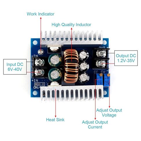 20A وحدة إمداد الطاقة DC-DC 6V-40V إلى 1.2V-35V تنحى محول فرق الجهد قابل للتعديل محول فرق الجهد CVCC الجهد المستمر محول تيار مستمر LED سائق in Kuwait