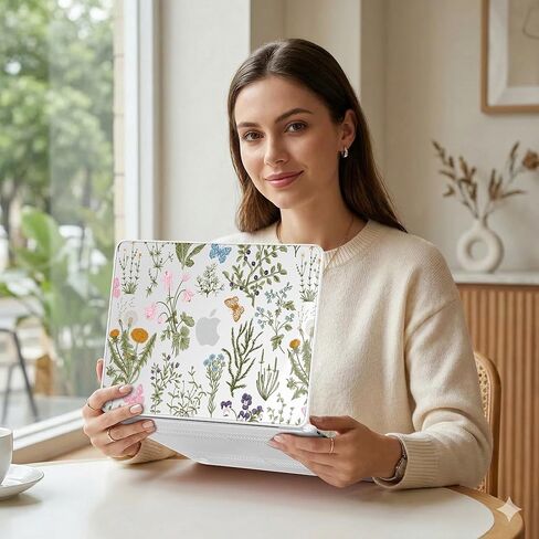 DONGKE for MacBook Neo 13 Inch Case 2026 (Model A3404, A18 Pro chip), Stylish Pattern Protective Hard Shell with Screen Protector, Keyboard Cover & USB-C Adapter - Wildflower & Butterfly in Saudi Arabia