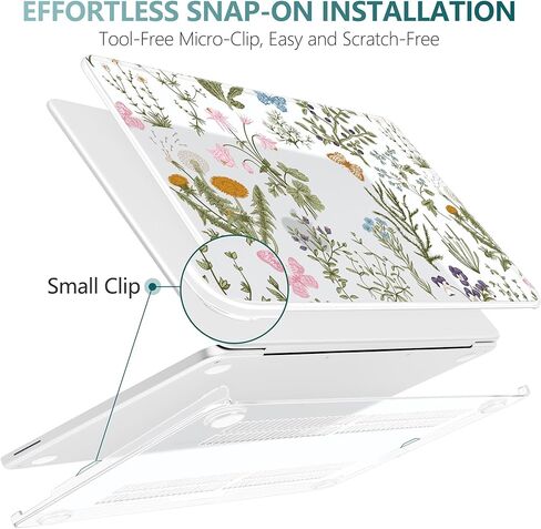 DONGKE for MacBook Neo 13 Inch Case 2026 (Model A3404, A18 Pro chip), Stylish Pattern Protective Hard Shell with Screen Protector, Keyboard Cover & USB-C Adapter - Wildflower & Butterfly in Saudi Arabia